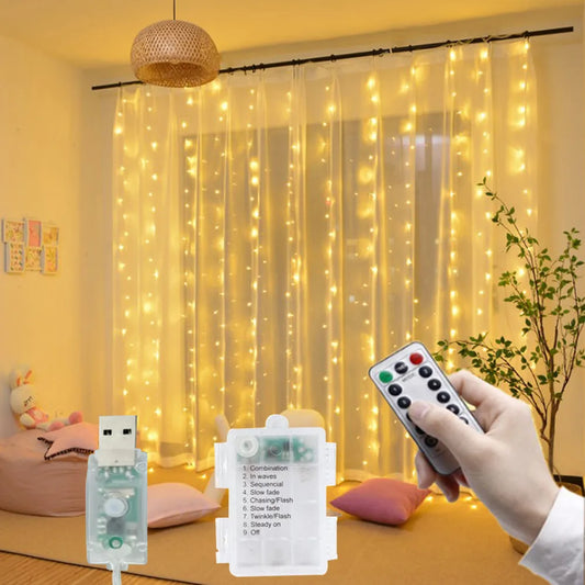 Battery LED String Lights USB Fairy Lights Garland For Home Curtain Decoration